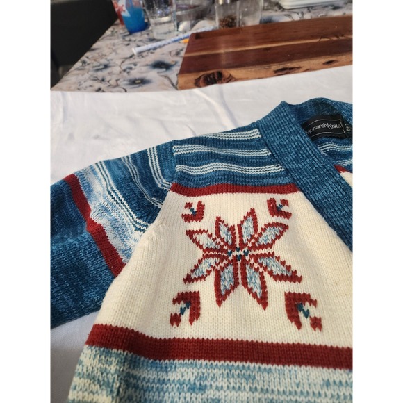 Monarch Knits Winter Cardigan Womens M Sweater Bell Sleeve Nordic VTG 80s - Picture 6 of 6